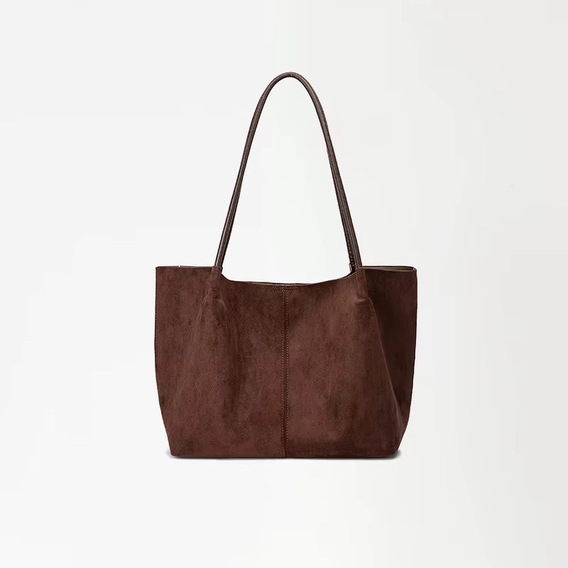 New Retro Suede Shoulder Bag for Autumn and Winter 2025, a Large-Capacity Hand-Held Tote Bag with a High-End Commuting Feel