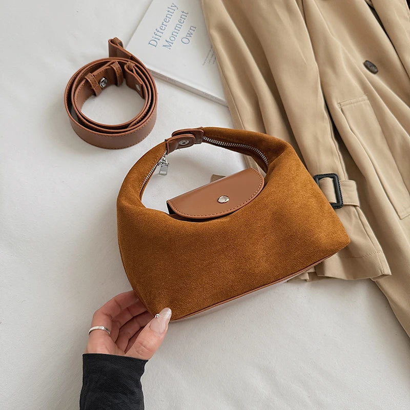 LEFTSIDE Women'S Small Faux Suede Armpit Bag 2025 New Trend Retro Underarm Shoulder Bag Luxury Designer Handbags and Purses