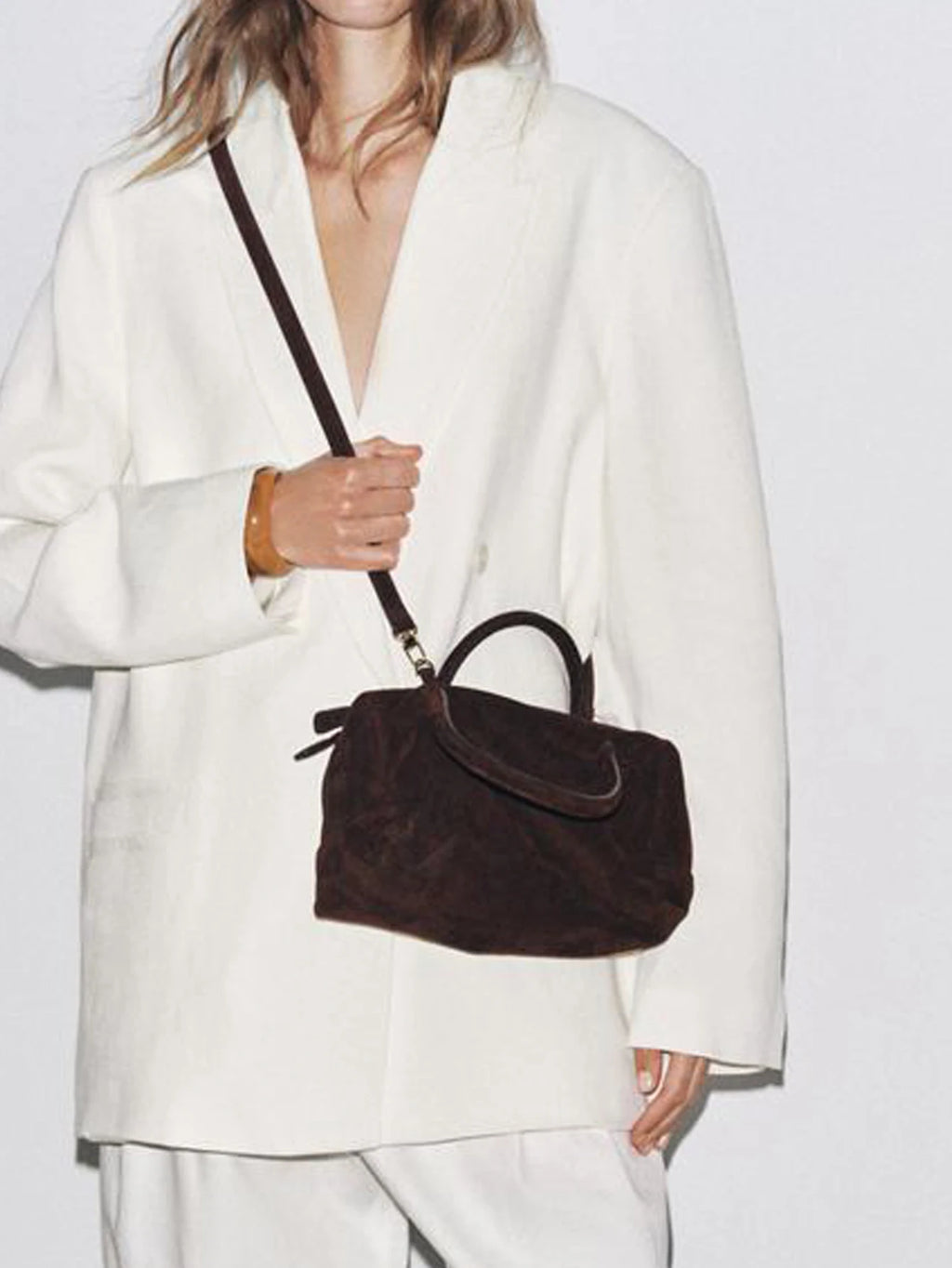 Ladies' Single-Shoulder Bag, Suede Hand-Held Crossbody Zipper Bowling Bag, Boston Korean Wave Women'S Bag