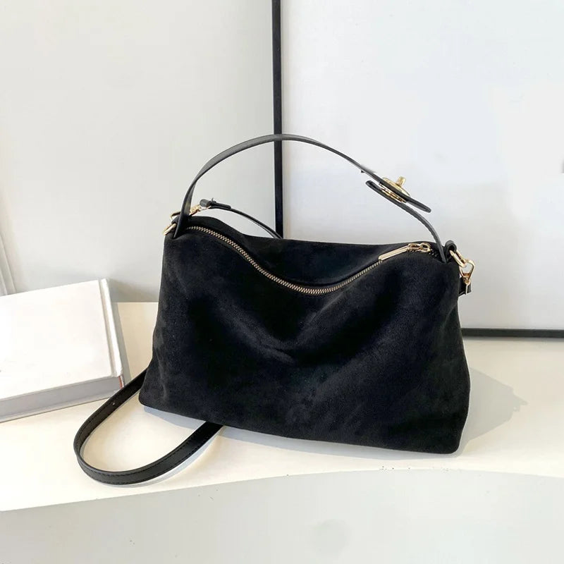 Women'S Suede Crossbody Bag with Inner Pocket Adjustable Strap Shoulder Bag Satchel Clutch Purse for Work and Travel