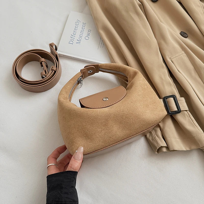 LEFTSIDE Women'S Small Faux Suede Armpit Bag 2025 New Trend Retro Underarm Shoulder Bag Luxury Designer Handbags and Purses