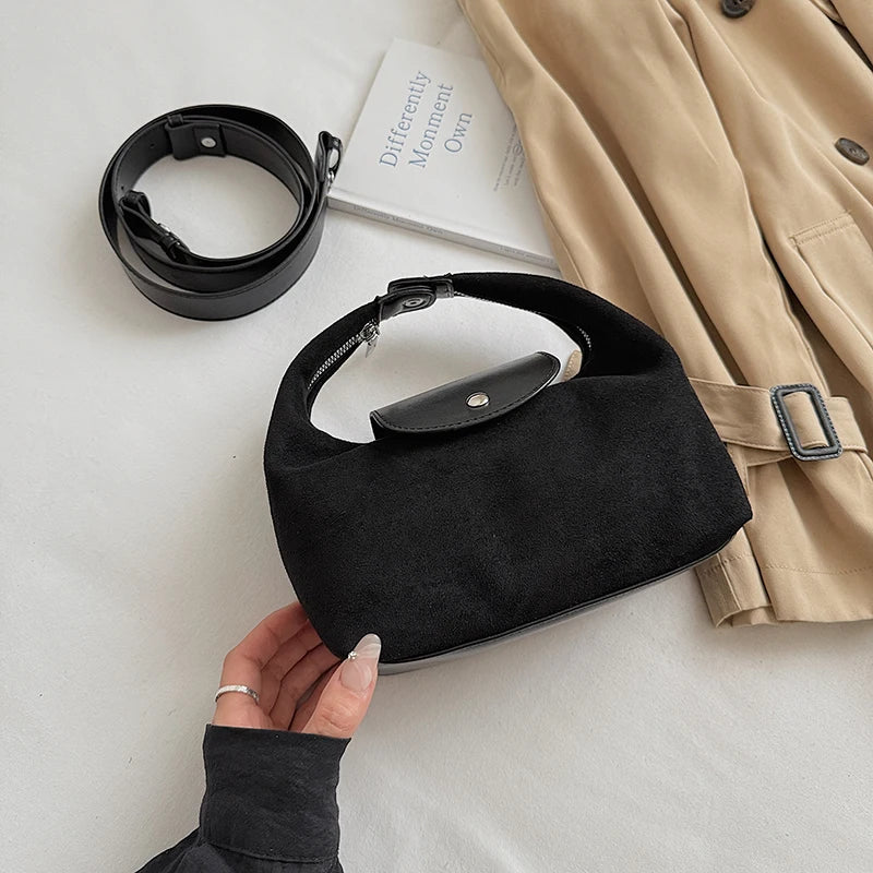 LEFTSIDE Women'S Small Faux Suede Armpit Bag 2025 New Trend Retro Underarm Shoulder Bag Luxury Designer Handbags and Purses