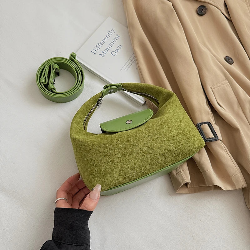 LEFTSIDE Women'S Small Faux Suede Armpit Bag 2025 New Trend Retro Underarm Shoulder Bag Luxury Designer Handbags and Purses