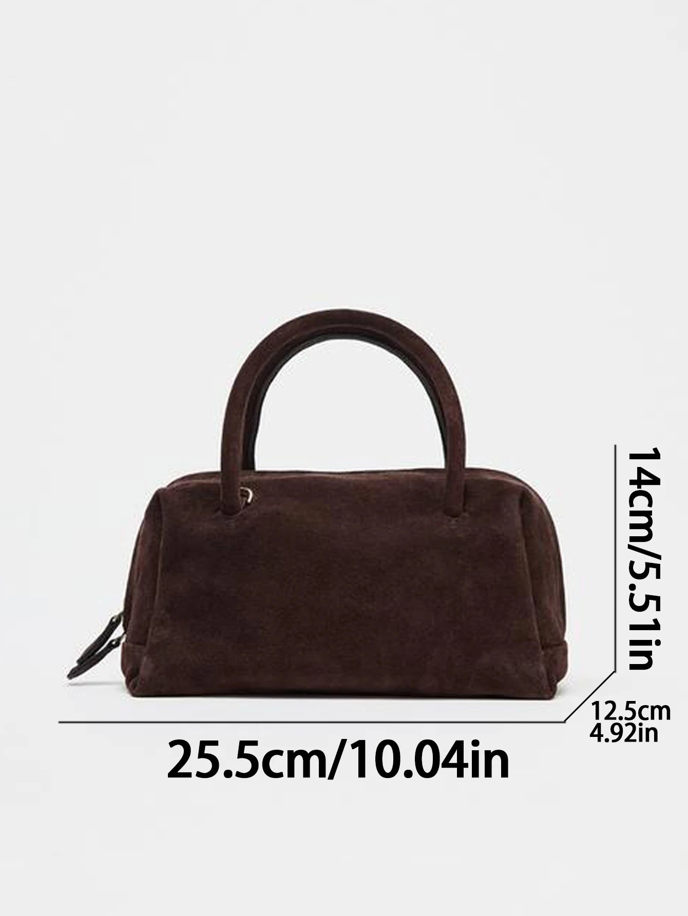 Ladies' Single-Shoulder Bag, Suede Hand-Held Crossbody Zipper Bowling Bag, Boston Korean Wave Women'S Bag